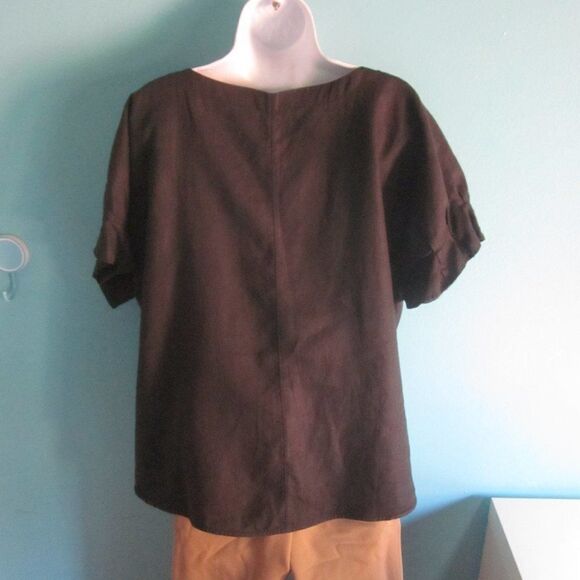 Studio Clip Women Size L Oversized Black 100% Linen Top Japanese Designer Blouse - Picture 7 of 11